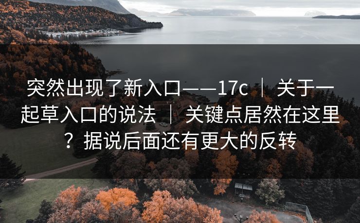突然出现了新入口——17c | 关于一起草入口的说法 | 关键点居然在这里?据说后面还有更大的反转